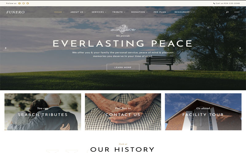 Mẫu website dịch vụ tang lễ đẹp mắt